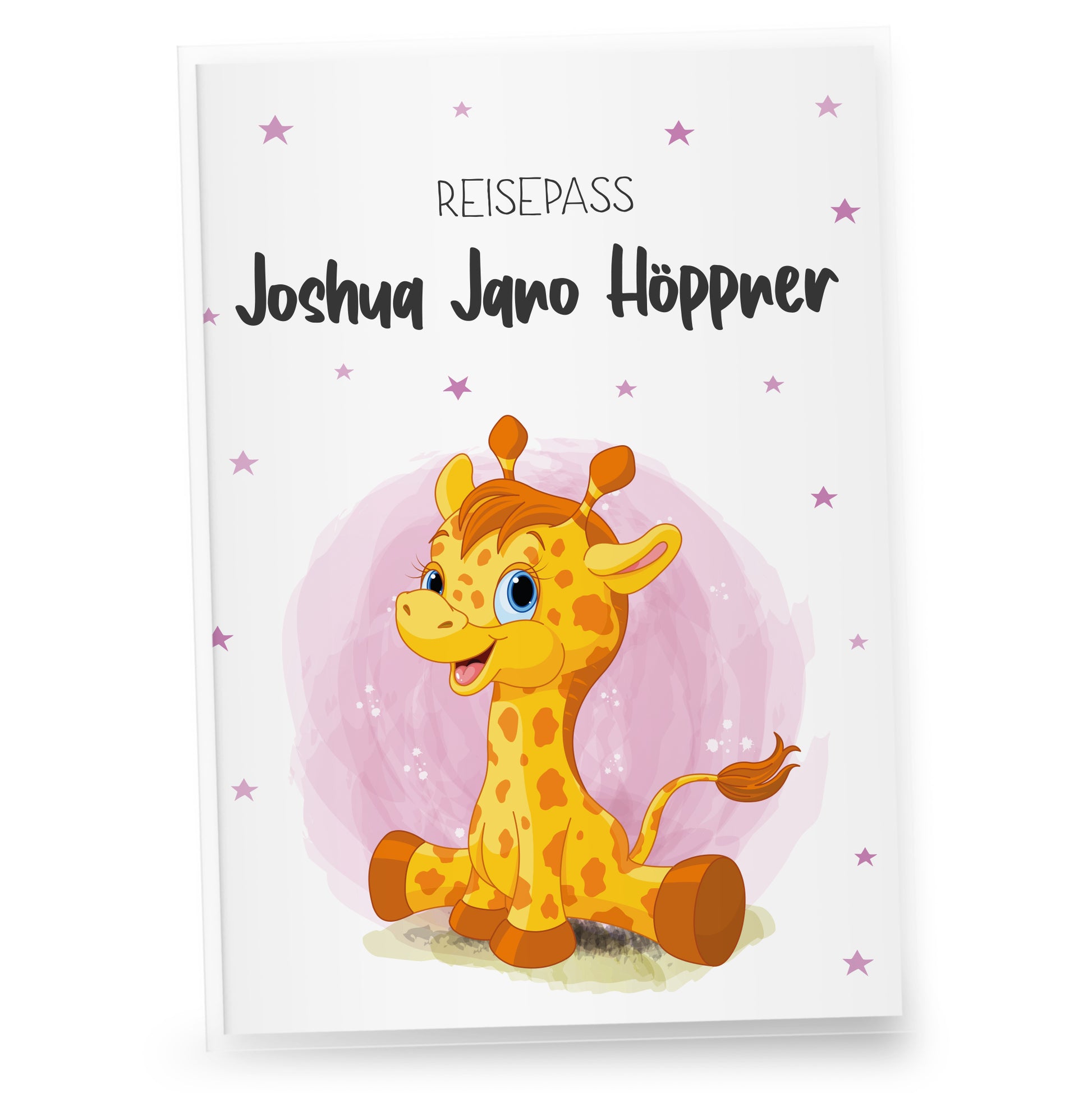 Kinder_Reisepasshülle_mit_Namen_Babytiere_Giraffe_Rosa