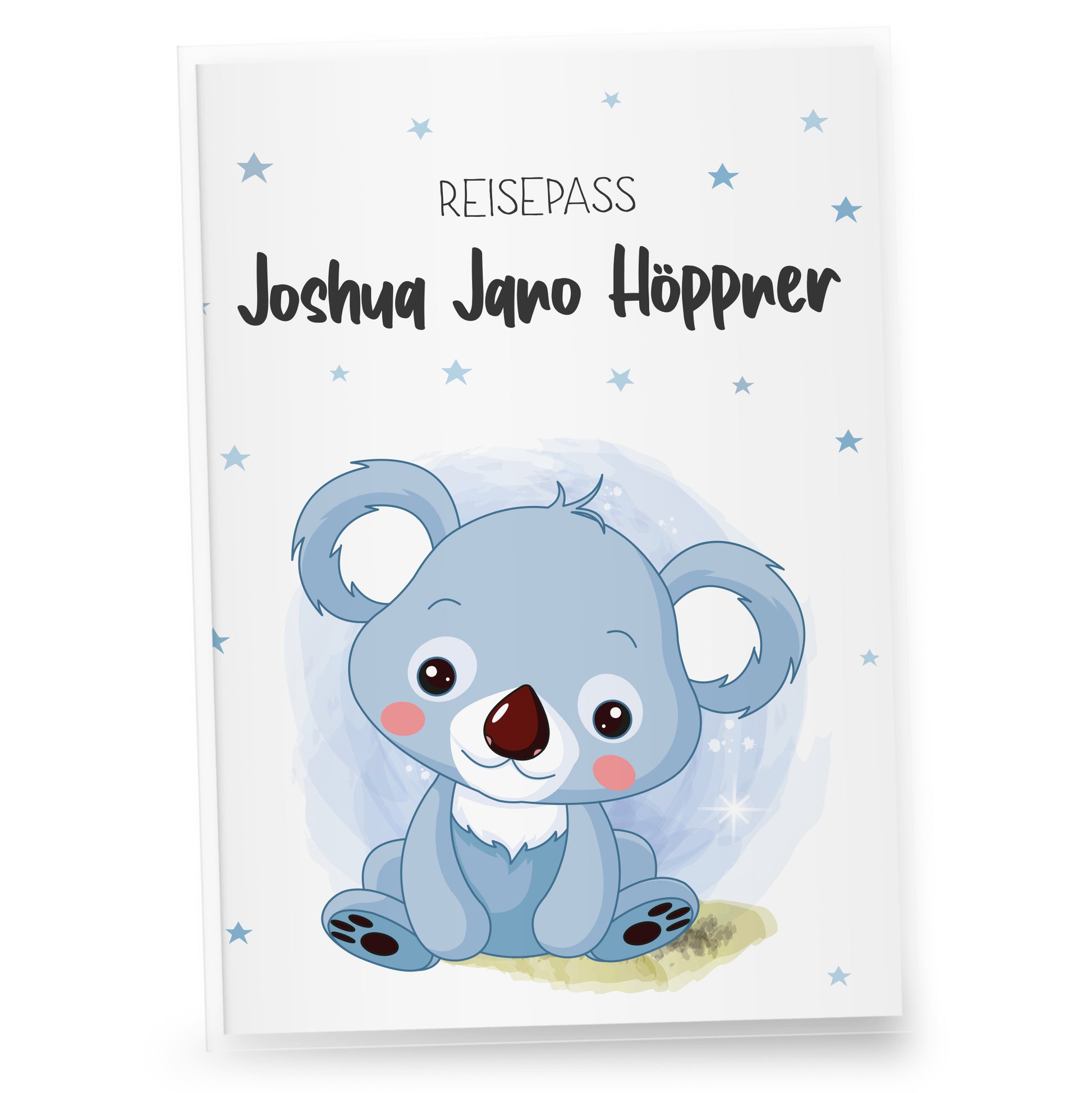 Kinder_Reisepasshülle_mit_Namen_Babytiere_Koala_blau