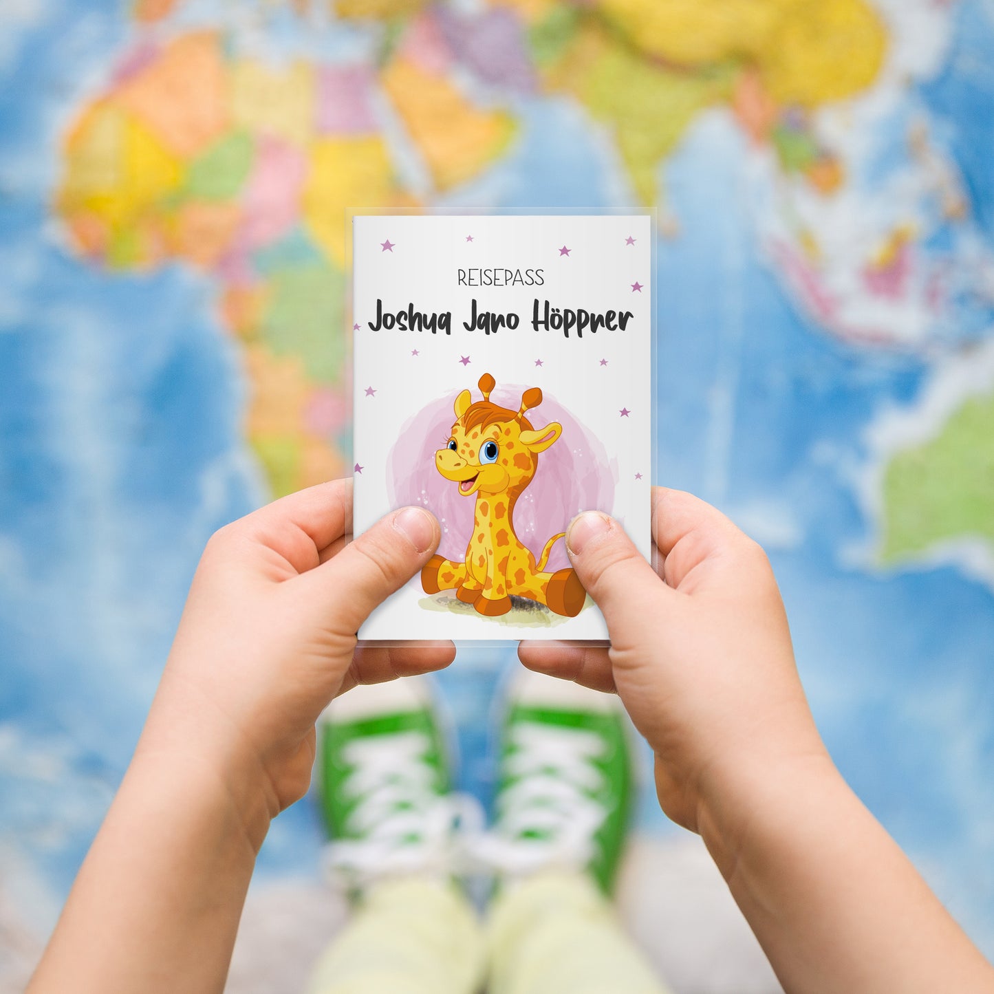 Kinder_Reisepasshülle_mit_Namen_Babytiere_Giraffe_Rosa